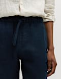 Loose Fit Pure Linen Elasticated Waist Trousers