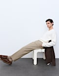 Cotton Rich Pleat Front Tapered Trousers