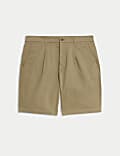 Single Pleat Stretch Chino Shorts