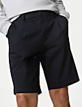 Single Pleat Stretch Chino Shorts