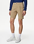 Single Pleat Stretch Chino Shorts