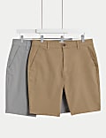 Lot de 2&nbsp;shorts chino en coton extensible