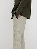 Slim Fit Stretch Cuffed Cargo Trousers
