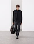 Tapered Fit Textured Dobby Pleat Front Chinos