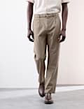 Regular Fit Single Pleat Textured Chinos