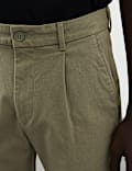 Tapered Fit Textured Dobby Pleat Front Chinos