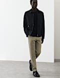Tapered Fit Textured Dobby Pleat Front Chinos