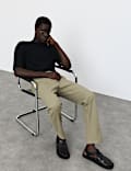 Tapered Fit Textured Dobby Pleat Front Chinos