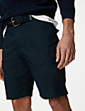 Pure Cotton Ripstop Textured  Belted Cargo Shorts