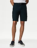 Pure Cotton Ripstop Textured  Belted Cargo Shorts