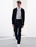 Straight Fit Brushed Cotton Trousers