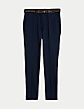 Slim Fit Textured Belted Chinos