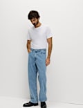 Loose Fit Pure Cotton Rigid Jeans