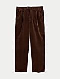 Loose Fit Corduroy Double Pleat Trousers