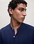 Pure Linen Grandad Collar Shirt