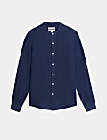 Pure Linen Grandad Collar Shirt