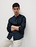 Pure Linen Grandad Collar Shirt
