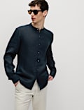 Pure Linen Grandad Collar Shirt