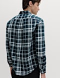 Linen Cotton Blend Check Shirt