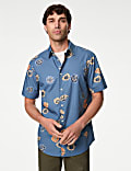 Easy Iron Pure Cotton Geometric Print Shirt