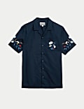 Cotton Linen Blend Cuban Collar Shirt