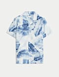 Cotton Rich Short Sleeve Cuban Collar Shirt