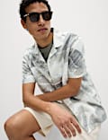 Cotton Rich Short Sleeve Cuban Collar Shirt