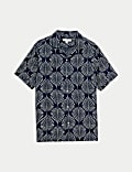 Geometric Print Cuban Collar Shirt