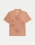 Linen Cotton Floral Embroidery Shirt