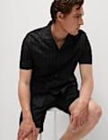 Regular Fit Hemd mit hohem Baumwollanteil mit Strukturmuster