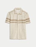 Relaxed Fit Striped Short Sleeve Knitted Shirt