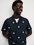 Cotton Rich Palm Embroidered Shirt