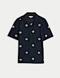 Cotton Rich Palm Embroidered Shirt