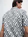 Pure Cotton Jacquard Ikat Print Shirt
