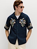 Cotton Rich Embroidered Short Sleeve Shirt