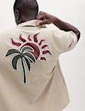 T-shirt en coton brod&eacute; &agrave; manches courtes