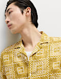 Linen Rich Abstract Tile Print Shirt