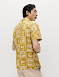Linen Rich Abstract Tile Print Shirt