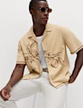 Pure Cotton Embroidered Short Sleeve Shirt