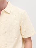 Pure Cotton Embroidered Short Sleeve Shirt