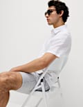 Chemise en coton et lin &agrave; manches courtes