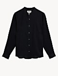 Pure Linen Grandad Collar Shirt