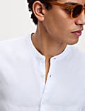 Pure Linen Grandad Collar Shirt