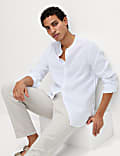 Pure Linen Grandad Collar Shirt