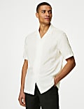 Pure Cotton Textured Cuban Collar Shirt