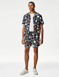Easy Iron Linen Blend Hawaiian Printed Shirt