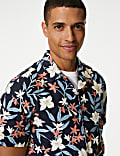 Easy Iron Linen Blend Hawaiian Printed Shirt