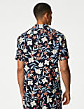 Easy Iron Linen Blend Hawaiian Printed Shirt