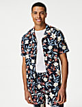 Easy Iron Linen Blend Hawaiian Printed Shirt