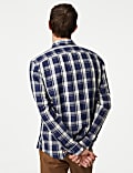 Easy Iron Cotton Linen Blend Check Shirt